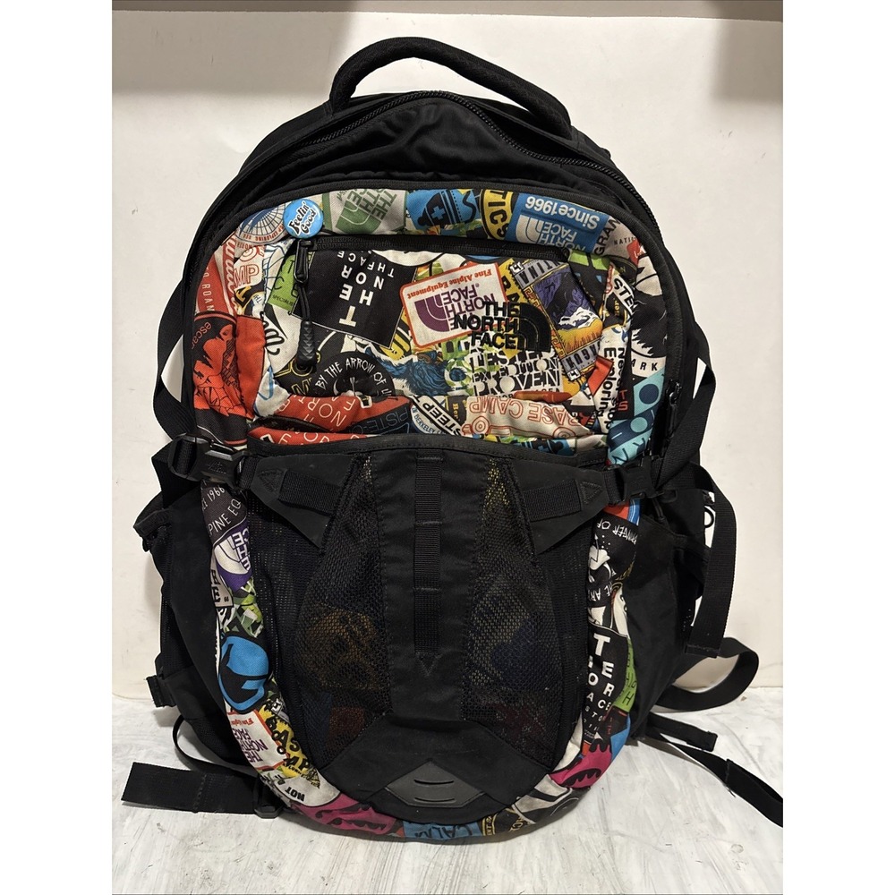 The North Face Hiking Trail Backpack Multicolor Stamped Denali Bag Nylon HOLES